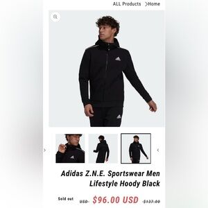 Adidas men zipper hoodie